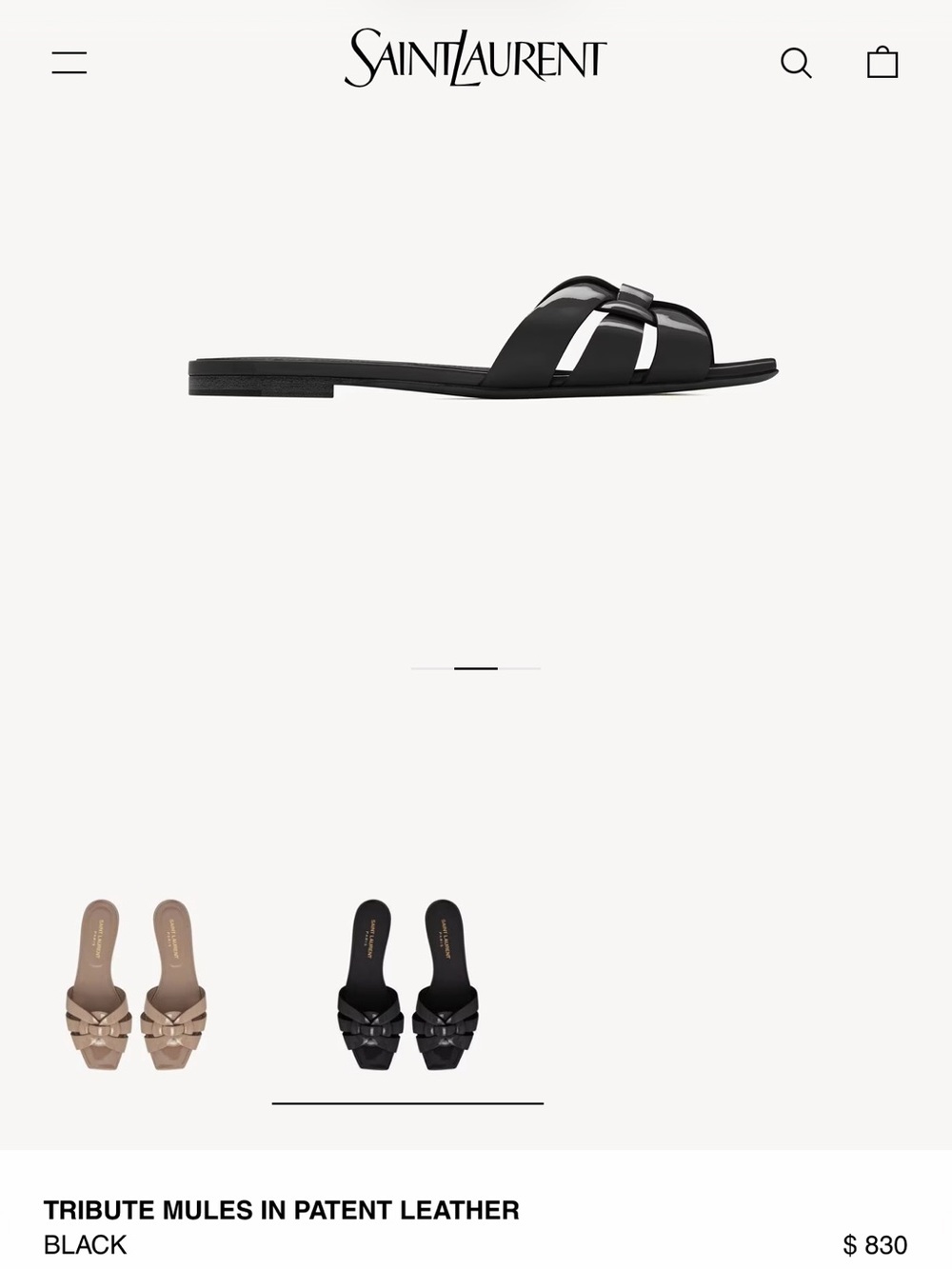 YSL Black Patent Leather Tribute Mules - Picture 10 of 10